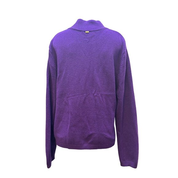St. John Sport Cashmere Purple Zip Sweater XL - Picture 2 of 8
